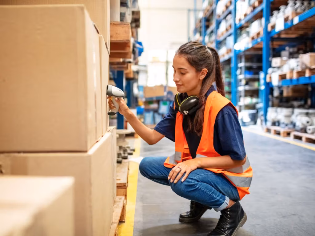 Mum working in warehouse